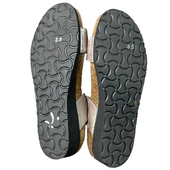 NAOT Womens Size 5 Narrow Silver Emma Studded Rhinestone Double Strap Sandals - Picture 10 of 10